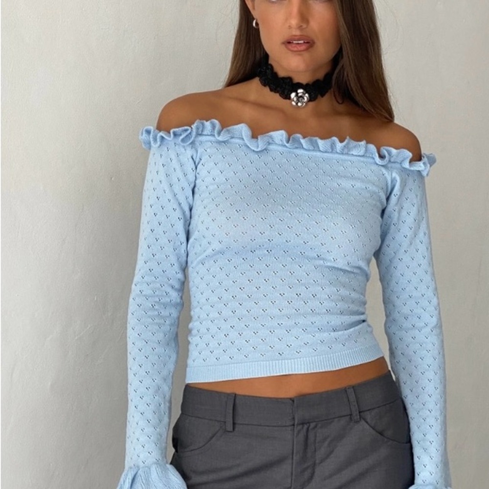 Motel Rocks Delaney Pointelle Off The Shoulder Top - Size M